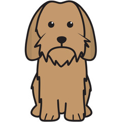 Petit Basset Griffon Vendeen Dog Breed Cartoon Kawaii Sketch Hand Drawn Watercolor Painting Silhouette Sticker Illustration Sublimation EPS Vector Graphic