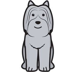 Pyrenean Shepherd Dog Breed Cartoon Kawaii Sketch Hand Drawn Watercolor Painting Silhouette Sticker Illustration Sublimation EPS Vector Graphic