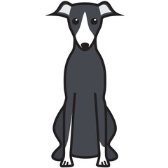 Whippet Dog Breed Cartoon Kawaii Sketch Hand Drawn Watercolor Painting Silhouette Sticker Illustration Sublimation EPS Vector Graphic