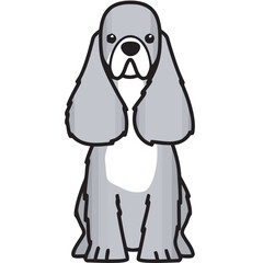 American Cocker Spaniel Dog Breed Cartoon Kawaii Sketch Hand Drawn Watercolor Painting Silhouette Sticker Illustration Sublimation EPS Vector Graphic
