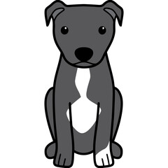 American Pitbull Terrier Dog Breed Cartoon Kawaii Sketch Hand Drawn Watercolor Painting Silhouette Sticker Illustration Sublimation EPS Vector Graphic