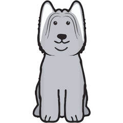 Fototapeta premium Briard Dog Breed Cartoon Kawaii Sketch Hand Drawn Watercolor Painting Silhouette Sticker Illustration Sublimation EPS Vector Graphic