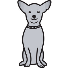 Chihuahua Dog Breed Cartoon Kawaii Sketch Hand Drawn Watercolor Painting Silhouette Sticker Illustration Sublimation EPS Vector Graphic