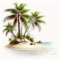 palm tree on the beach, ai