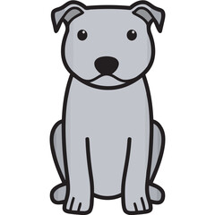 Staffordshire Bull Terrier Dog Breed Cartoon Kawaii Sketch Hand Drawn Watercolor Painting Silhouette Sticker Illustration Sublimation EPS Vector Graphic