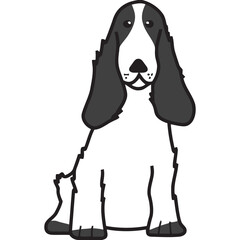 English Cocker Spaniel Dog Breed Cartoon Kawaii Sketch Hand Drawn Watercolor Painting Silhouette Sticker Illustration Sublimation EPS Vector Graphic