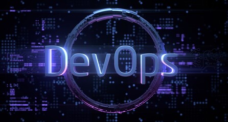 Devops software development operations infinity symbol. Web development concept in isometric design. Developing of internet app, online website service.	
