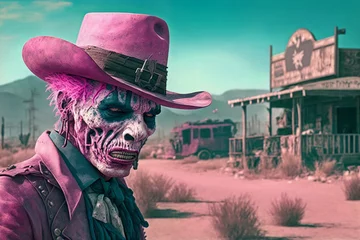Fotobehang pink pastel cowboy zombie © Scott