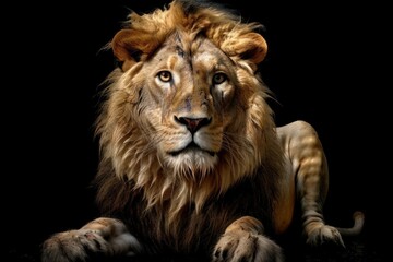 Fototapeta na wymiar Beautiful lion close-up. The king of beasts concept. AI generated, human enhanced