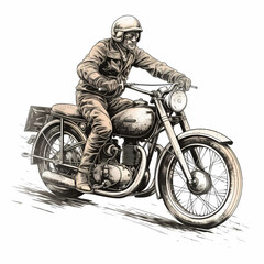 Old Motor Cycle Racer. Generative AI