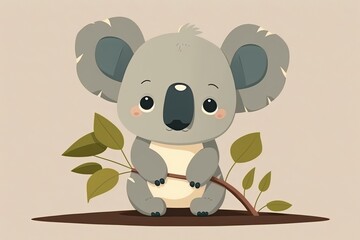 cute koala perched on a tree branch. Generative AI