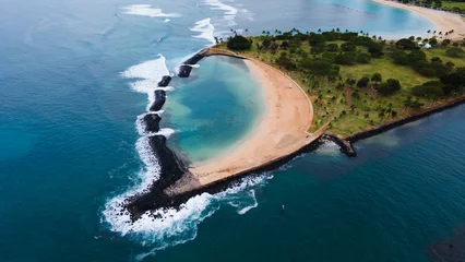 Fototapeten Aerial drone shot of Magic Island Lagoon Oahu Hawaii © Ethan