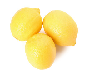 Whole fresh lemons on white background