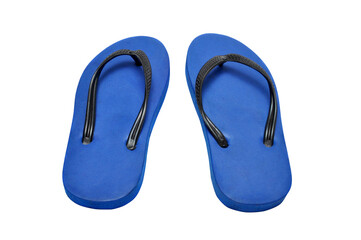 Blue children's sandals made of rubber white background