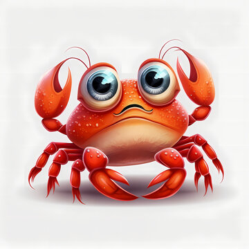 Crab Cartoon Illustration Adorable Design. Generative AI