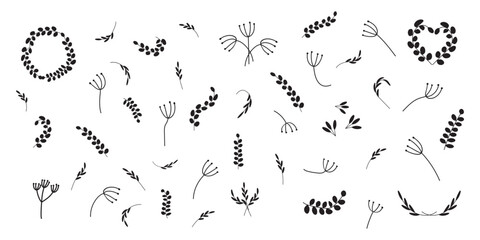 Wreaths elements in vintage style. Laurel wreath. Graphic element. Vector illustration.