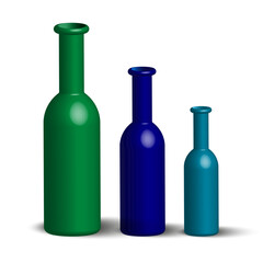 Realistic bottles. Graphic design. Vector illustration.