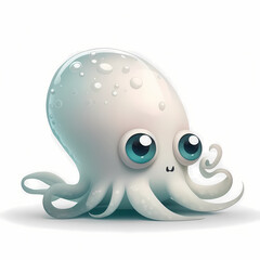 Squid Cartoon Illustration Adorable Design. Generative AI