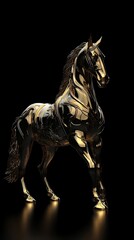 Stoic obsidian and gold horse 