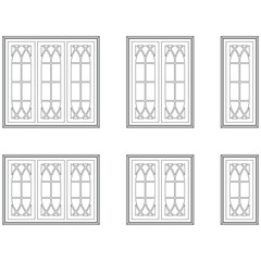 Classic windows set graphic black white isolated sketch illustration vector