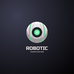 Vector Logo Illustration Robotic Gradient Colorful Style.