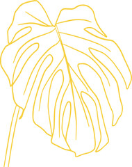 Obraz premium Monstera Tropical Leaf Line Art