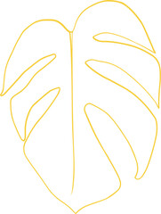Monstera Tropical Leaf Line Art