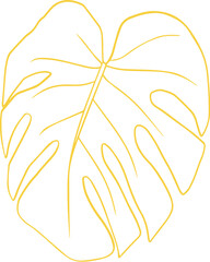Monstera Tropical Leaf Line Art