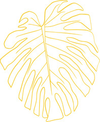 Monstera Tropical Leaf Line Art