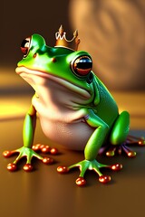 pltn style, crowned frog oil painting high quality cute large circular reflective eyes, unreal engine cinematic smooth, intricate detail - generative ai
