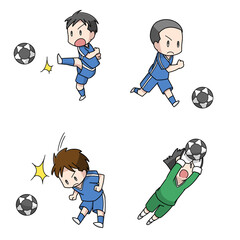 サッカーをする男性のイラスト4パターン © すずつか しおり