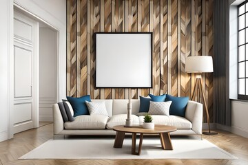 Mockup frame in a stylish background, modern room, Generative AI