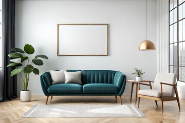 modern interior design with a mockup frame, Generative AI