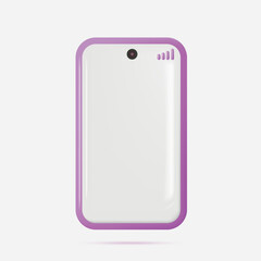 3d Realistic purple smart phone. Vector