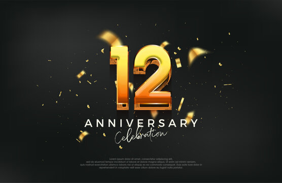 3d 12th anniversary celebration design. with a strong and bold design. Premium vector background for greeting and celebration.
