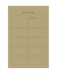 Wish List planner. 