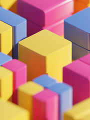 Fototapeta premium Cube Composition 3D Illustration Background 01