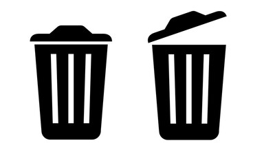 Recycle bin closed and open icons illustration with transparent background 