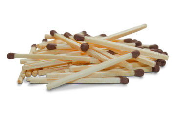 Chaotically lying in a pile of matches on a transparent background. The concept of a fire extinguishing system, security.