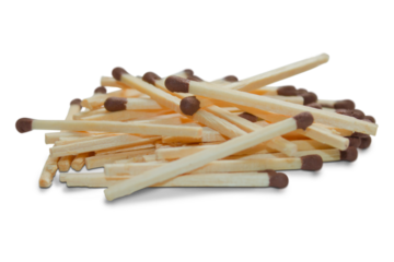 Chaotically lying in a pile of matches on a transparent background. The concept of a fire extinguishing system, security.