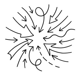 Fototapeta na wymiar Arrows circle icons set. Vector hand drawn line.