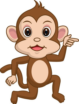 Cute monkey in cartoon style isolated. Monkey mascot on white background  illustration