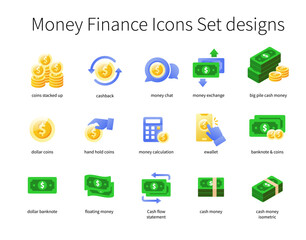 Money Finance Icons Set designs