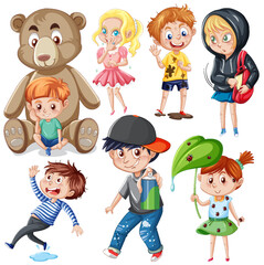 Set of kids cartoon character