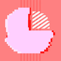 Fototapeta premium Pixelated Glitched Pie Chart on Red Tone Modern Background