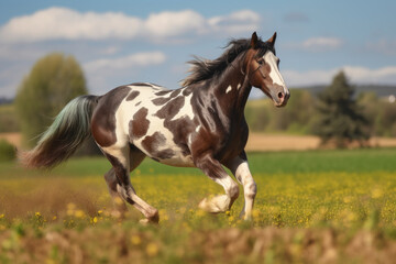 Obraz na płótnie Canvas Horse running, galloping in the field.