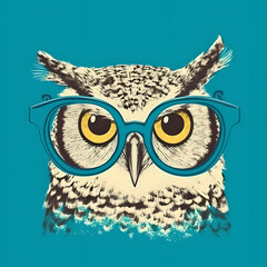 Owl wearing glasses graphic