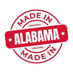 Made In Alabama Stamp Logo Icon Symbol Design. Seal National Original Product Badge. Vector Illustration