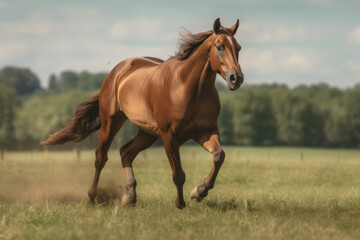Naklejka na ściany i meble Horse running, galloping in the field.