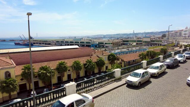 shot of the seafront road of algiers in slow motion